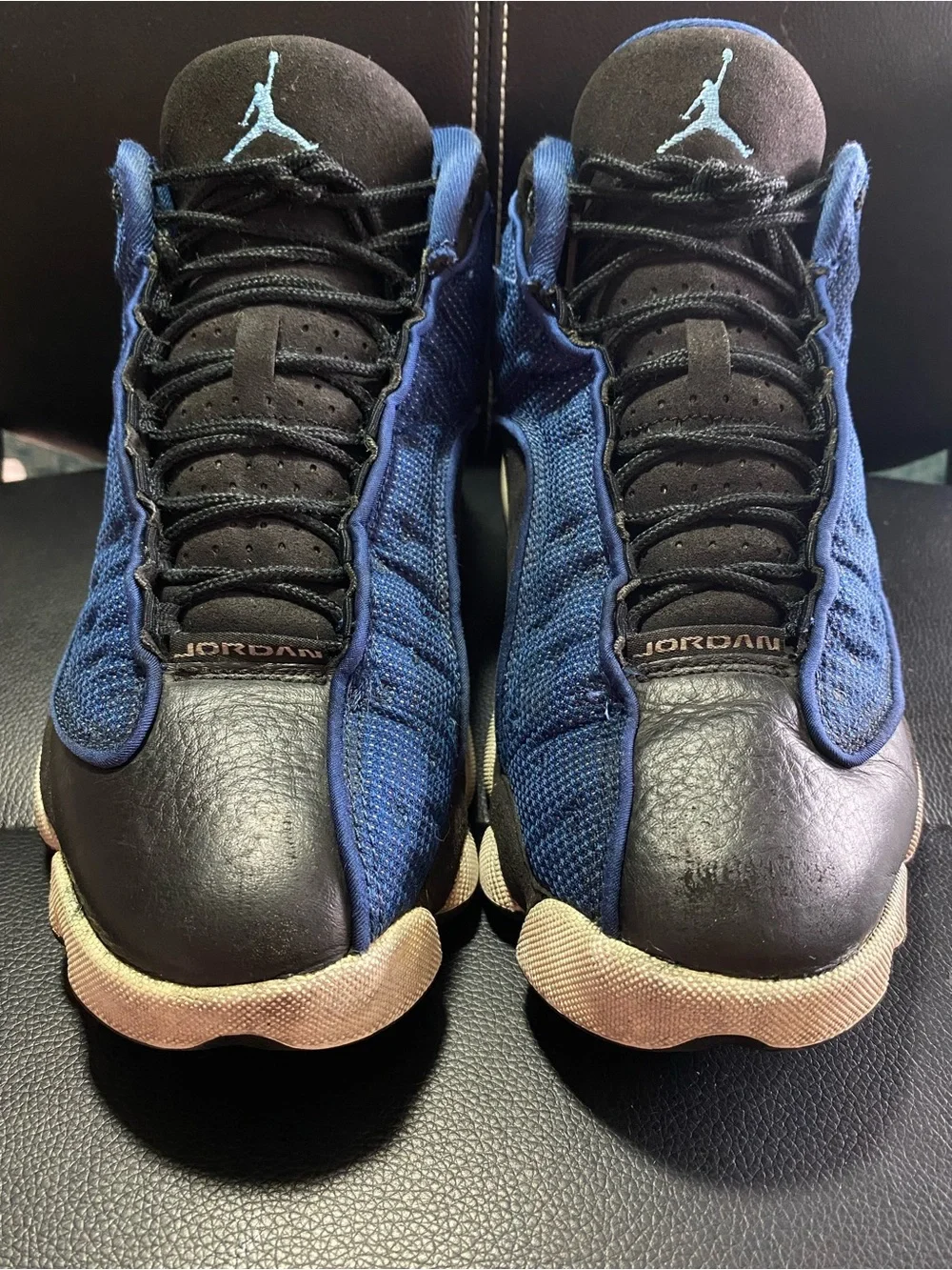 Air Jordan 13 Retro Brave Blue and Black Basketball Sneakers Size 8.5